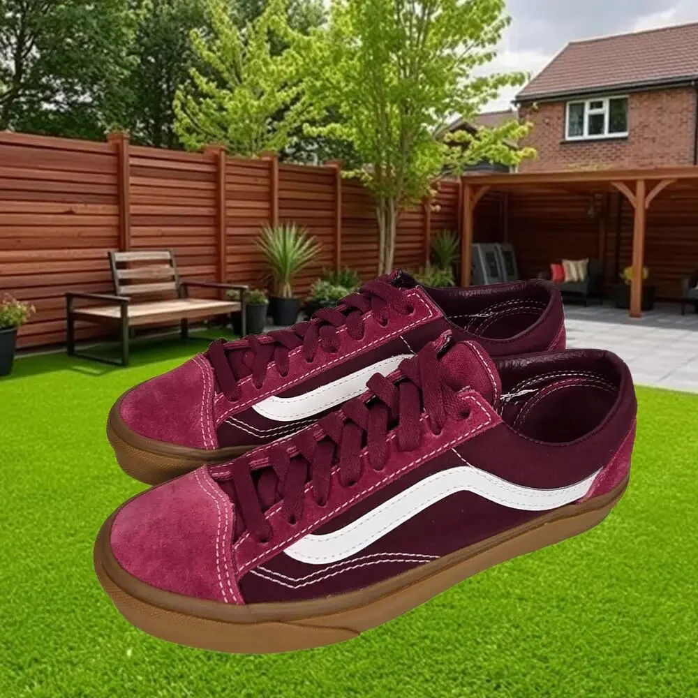 Vans Skater Suede &‎ Canvas Grape JuiceBurgundy White Maroon Sneakers Women's 8